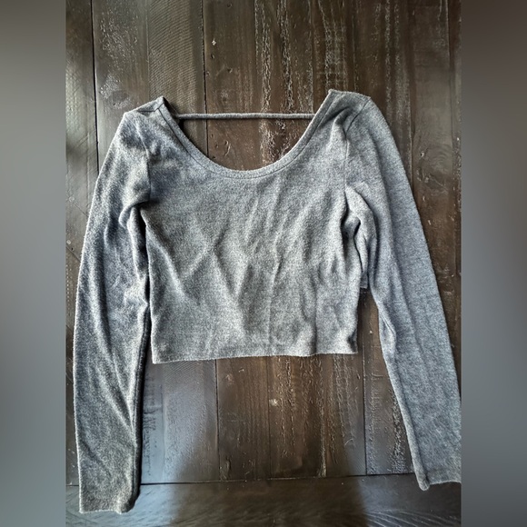 Aerie Heather Gray Long Sleeve Blouse - Picture 1 of 4